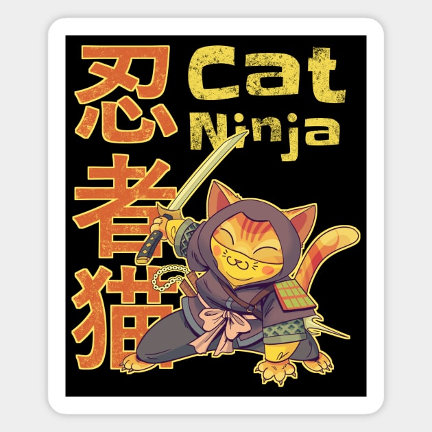 Kawaii cat ninja, Neko ninja, cute japanese cat Magnet by Radarek_Design